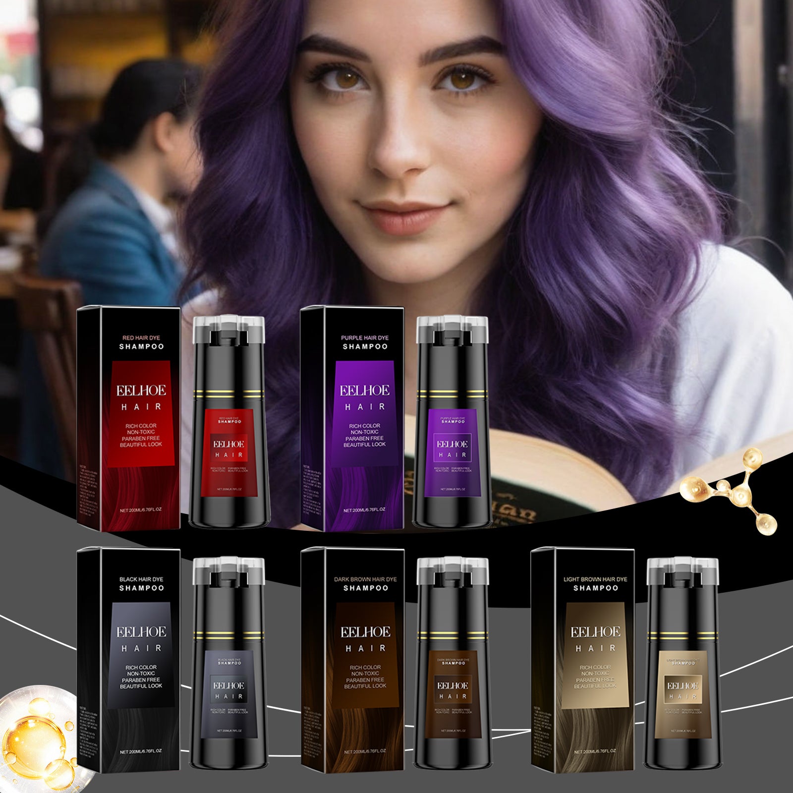 EELHOE Hair Shampoo Plant Extract Curing Multicolor DIY Color Trend Hair Gentle Easy Color Shampoo EELHOE Hair Shampoo Plant Extract Curing Multicolor DIY Color Trend Hair Gentle Easy Color Shampoo